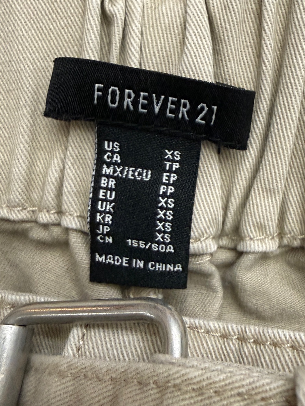 Forever 21 Khaki High Rise Belted Cargo Jogger Pants Utility Y2K 100% Cotton XS - Picture 2 of 9